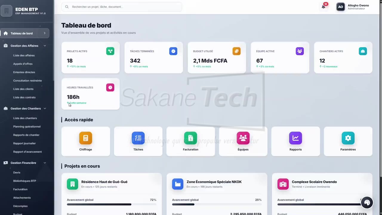 Logiciel Eden BTP — ERP de management BTP complet avec IA - Licence à vie — Sakane Tech · Sakane Tech