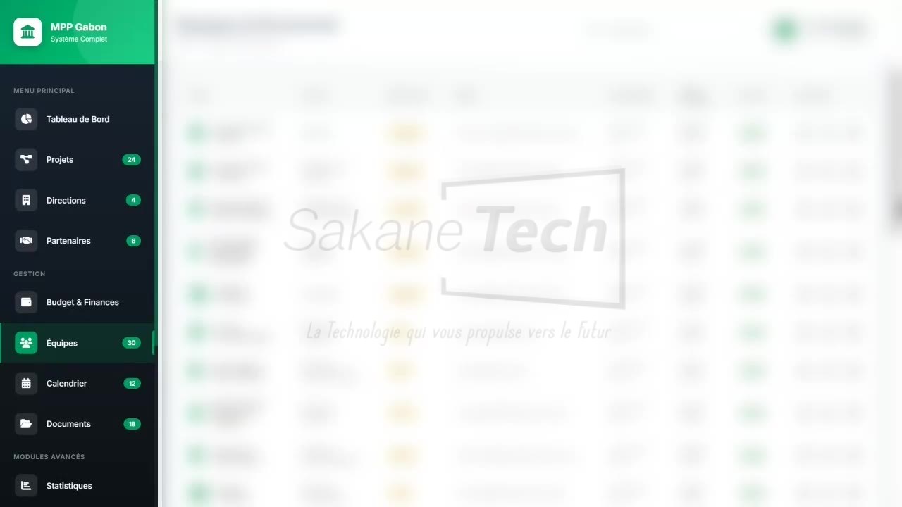 Logiciel Ministère de la Planification — Système intégré de pilotage public avec IA - Licence à vie — Sakane Tech · Sakane Tech