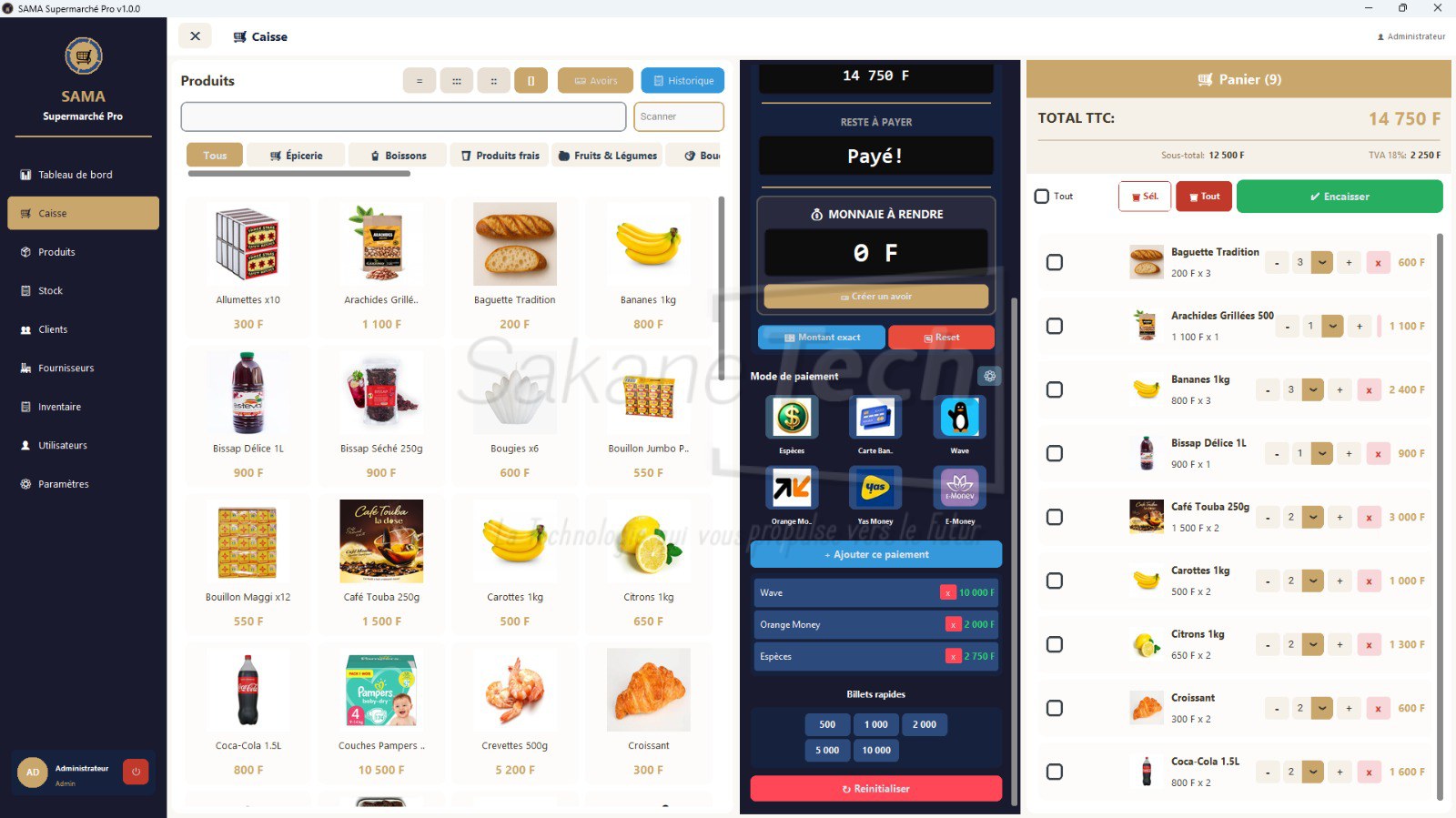 Logiciel SAMA Supermarché  avec IA - Licence à vie — Sakane Tech · Sakane Tech