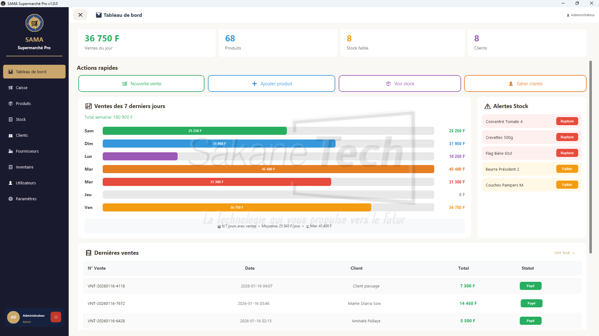 Logiciel SAMA Supermarché  avec IA - Licence à vie — Sakane Tech · Sakane Tech