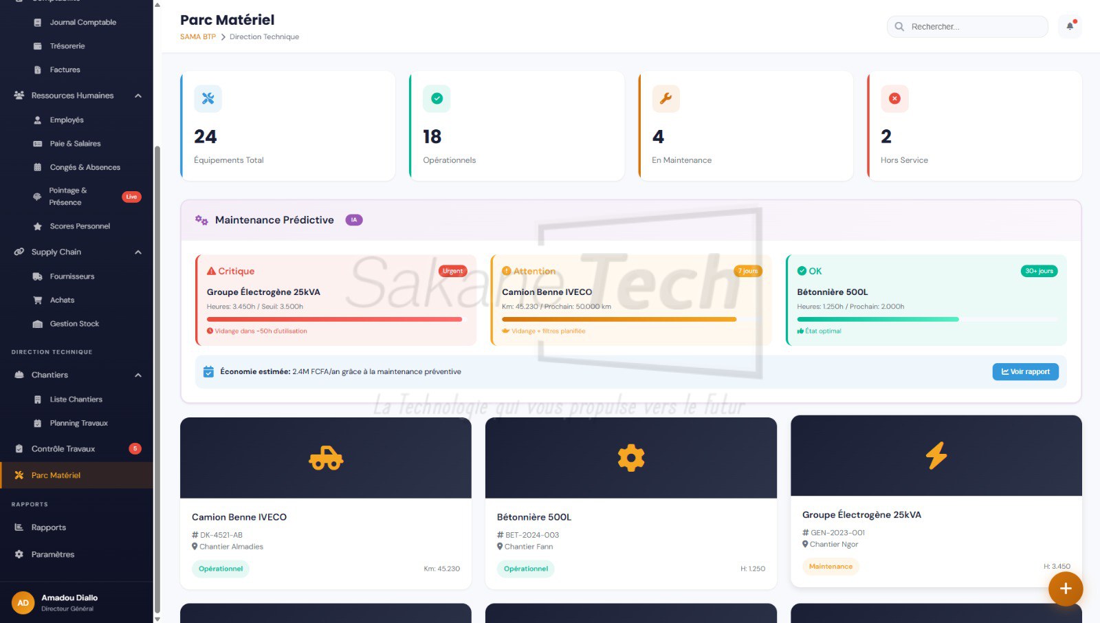 Logiciel SAMA BTP — ERP de gestion de chantiers avec IA - Licence à vie — Sakane Tech · Sakane Tech