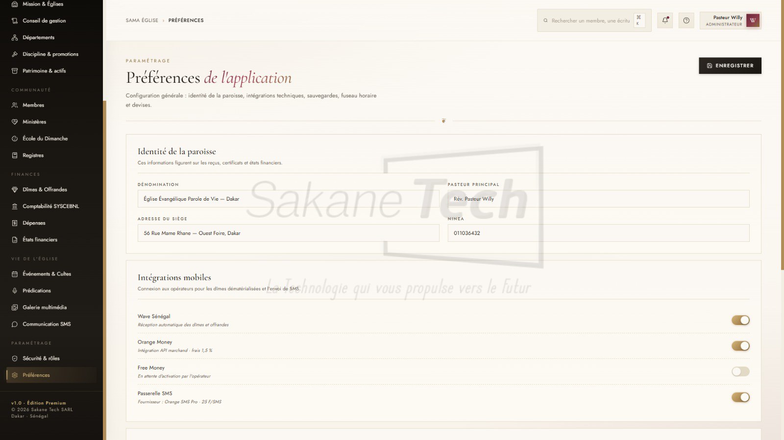 Logiciel SAMA Église — Gestion ecclésiale avec IA - Licence à vie — Sakane Tech · Sakane Tech