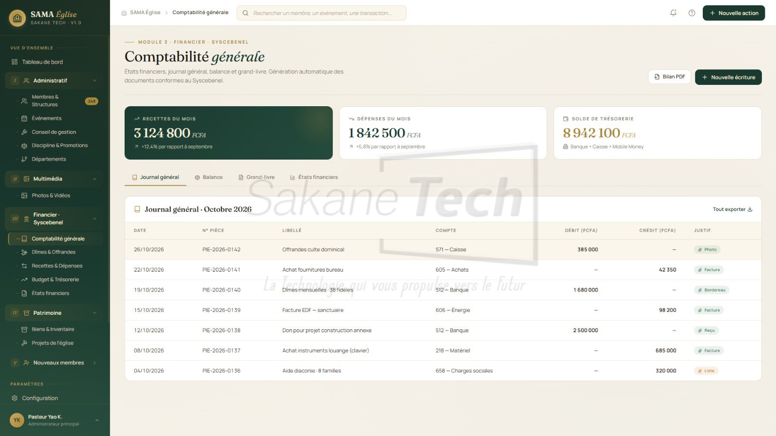 Logiciel SAMA Église — Gestion ecclésiale avec IA - Licence à vie — Sakane Tech · Sakane Tech