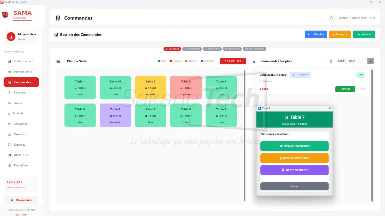 Logiciel SAMA Fast-Food avec IA - Licence à vie — Sakane Tech · Sakane Tech