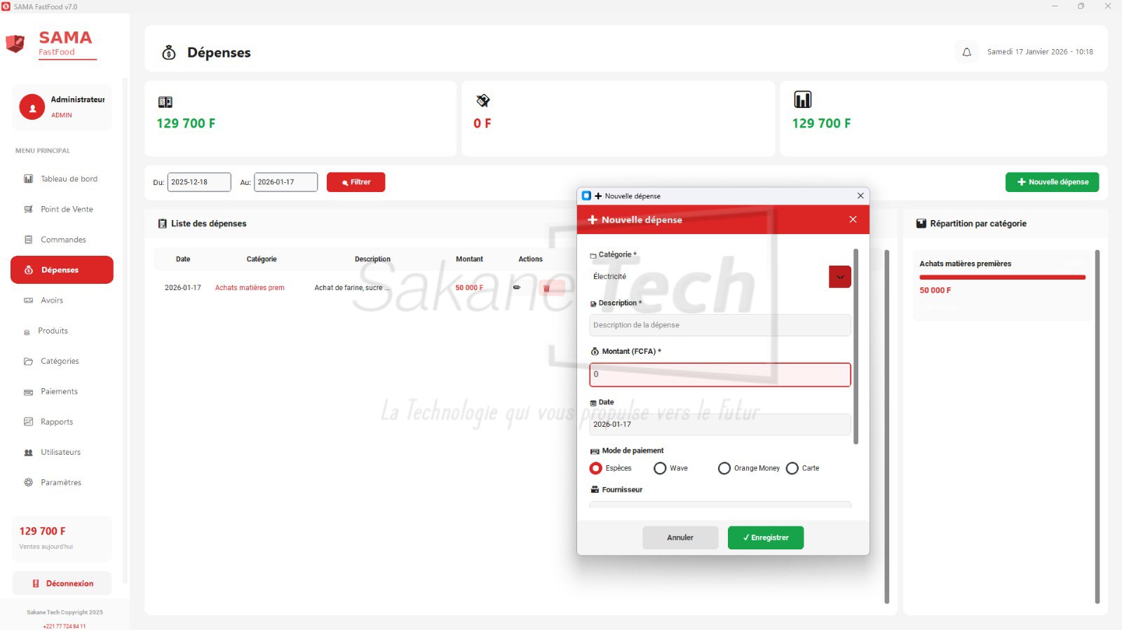Logiciel SAMA Fast-Food avec IA - Licence à vie — Sakane Tech · Sakane Tech
