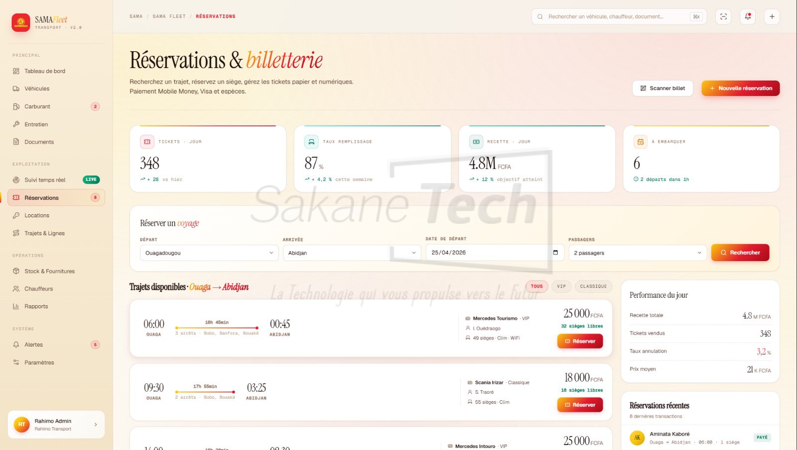 Logiciel SAMA Fleet — Gestion de flotte & transport de voyageurs avec IA - Licence à vie — Sakane Tech · Sakane Tech