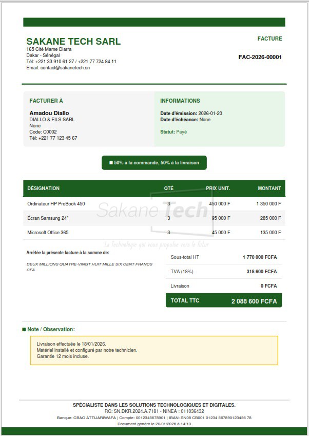 Logiciel SAMA GESCOM Version Locale avec IA Licence à vie — Sakane Tech · Sakane Tech