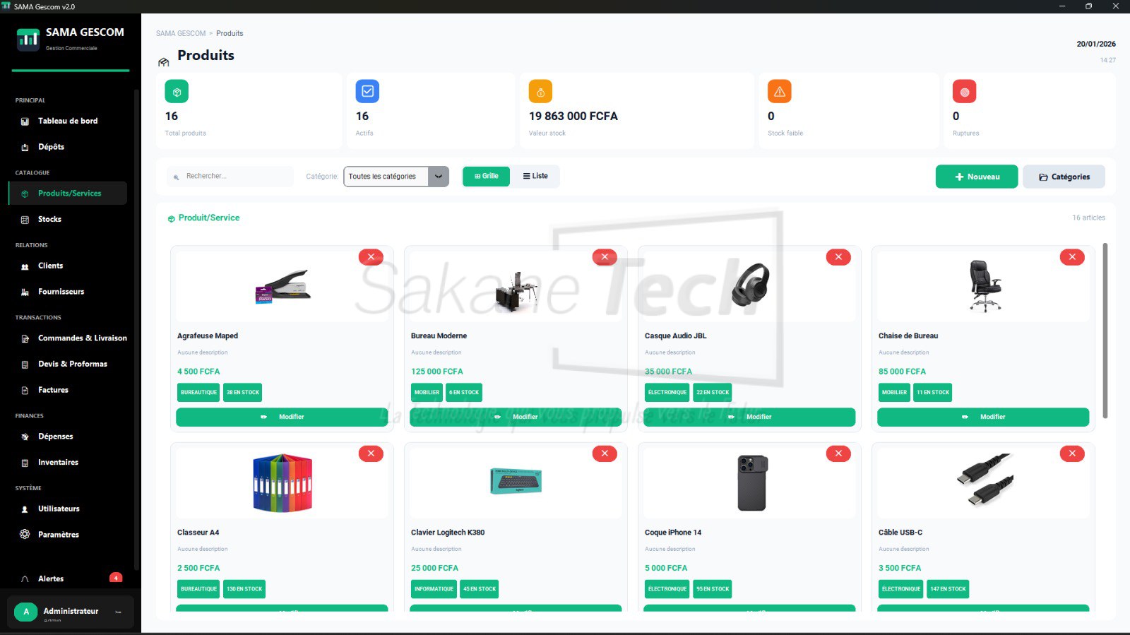 Logiciel SAMA GESCOM Version Locale avec IA Licence à vie — Sakane Tech · Sakane Tech