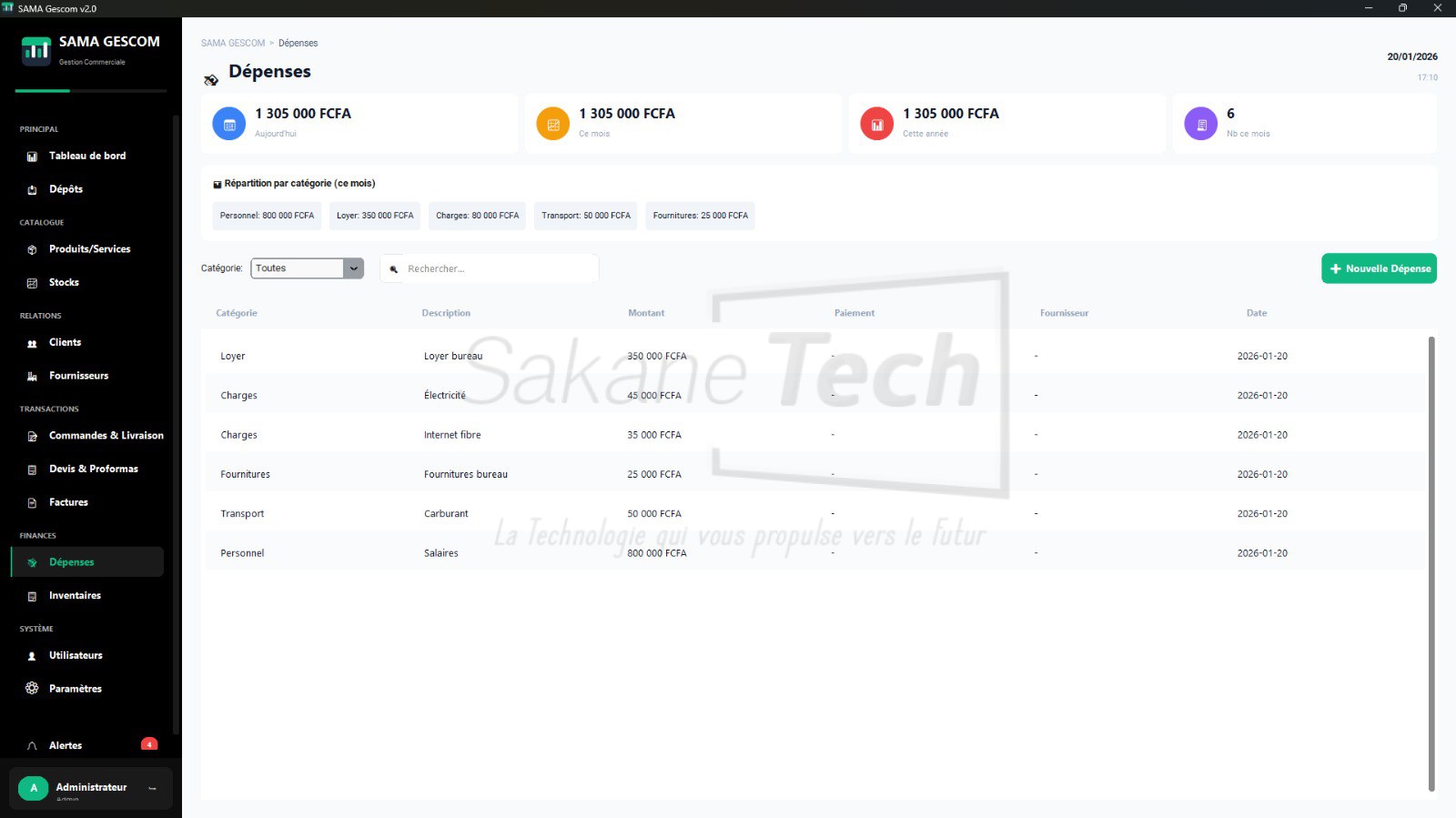 Logiciel SAMA GESCOM Version Locale avec IA Licence à vie — Sakane Tech · Sakane Tech