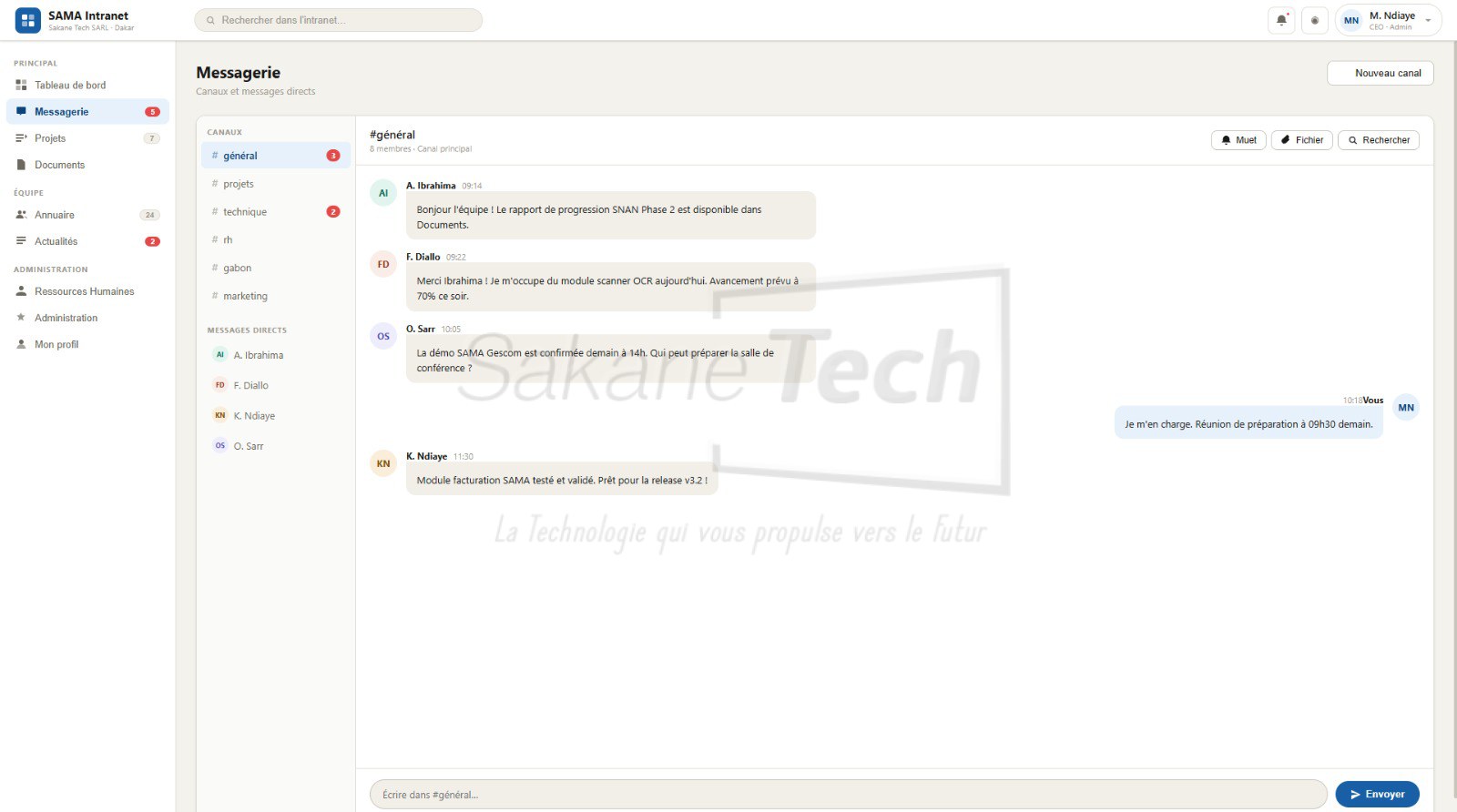 Logiciel SAMA Intranet Collaboratif avec IA - Licence à vie — Sakane Tech · Sakane Tech