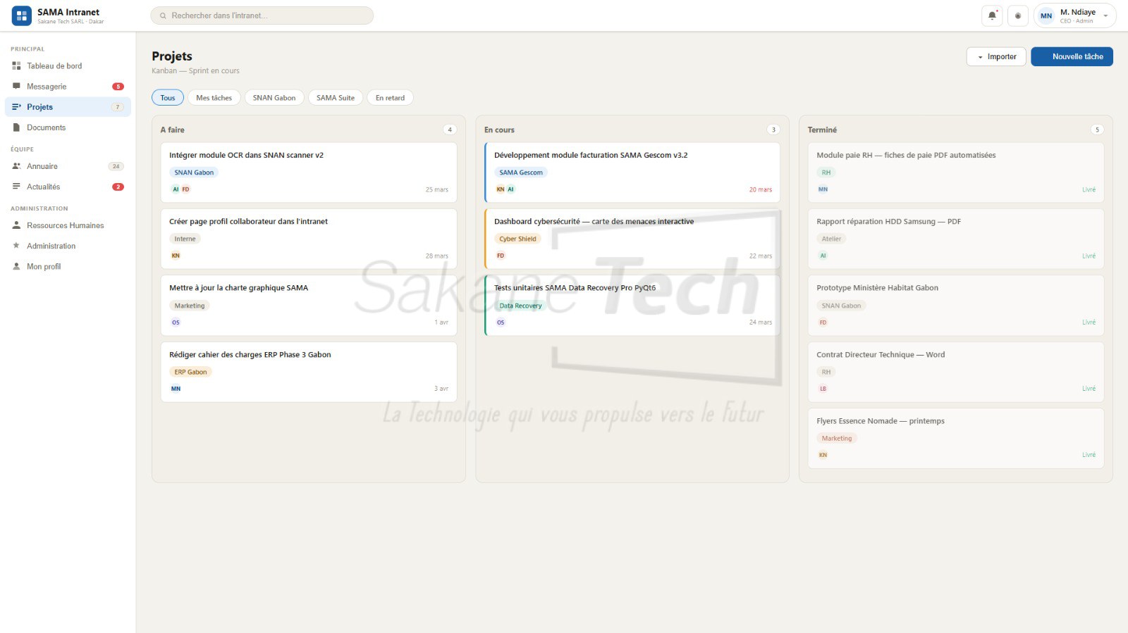 Logiciel SAMA Intranet Collaboratif avec IA - Licence à vie — Sakane Tech · Sakane Tech