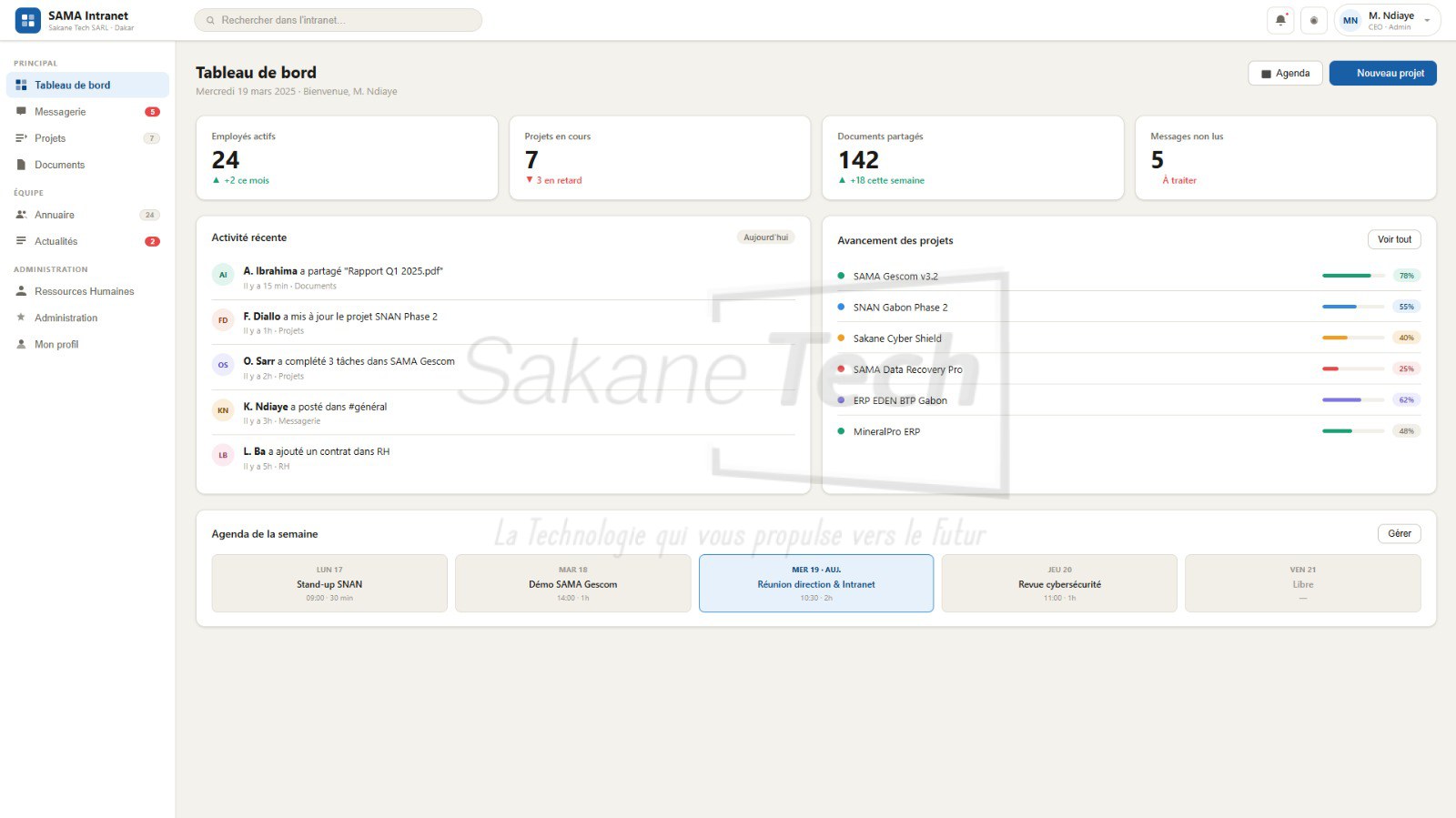 Logiciel SAMA Intranet Collaboratif avec IA - Licence à vie — Sakane Tech · Sakane Tech