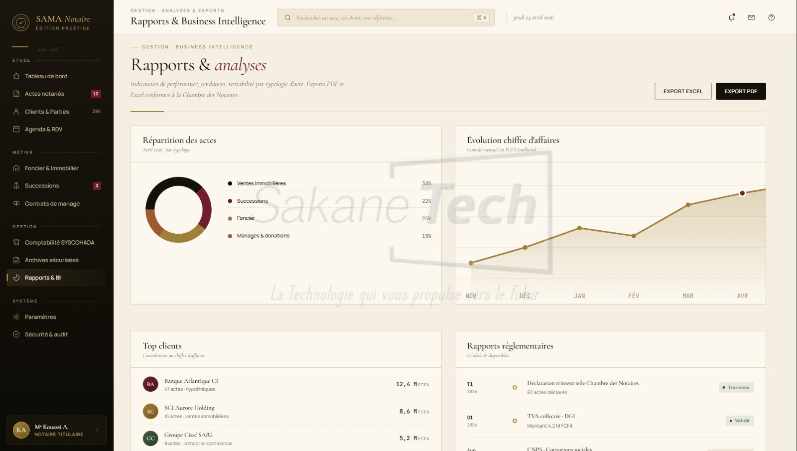Logiciel SAMA Notaire — Gestion d'étude notariale avec IA - Licence à vie — Sakane Tech · Sakane Tech